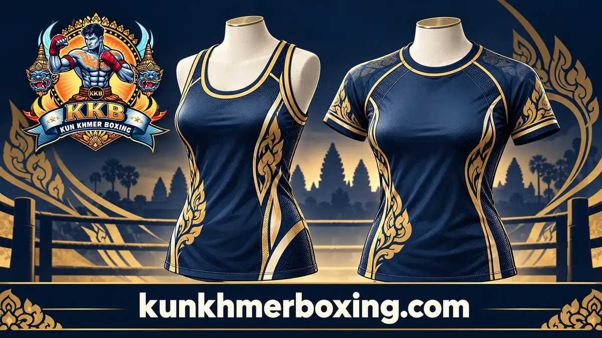 Illustrated navy and gold sports tank top and training T-shirt.