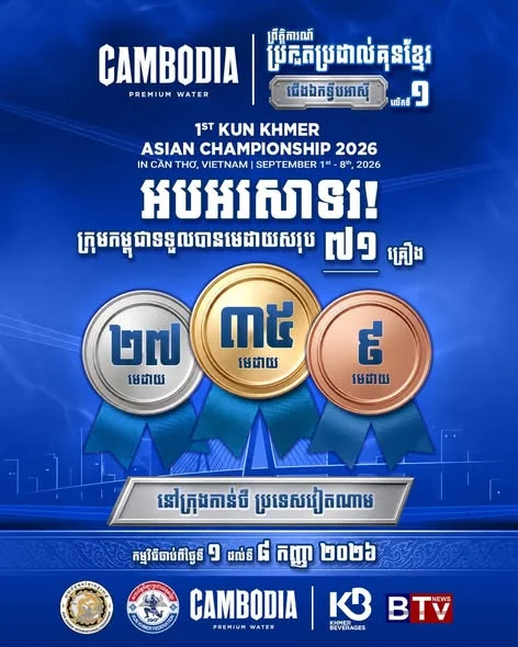 Cambodia 71 medals Asian Kun Khmer Championship 2026 — supplied source document
