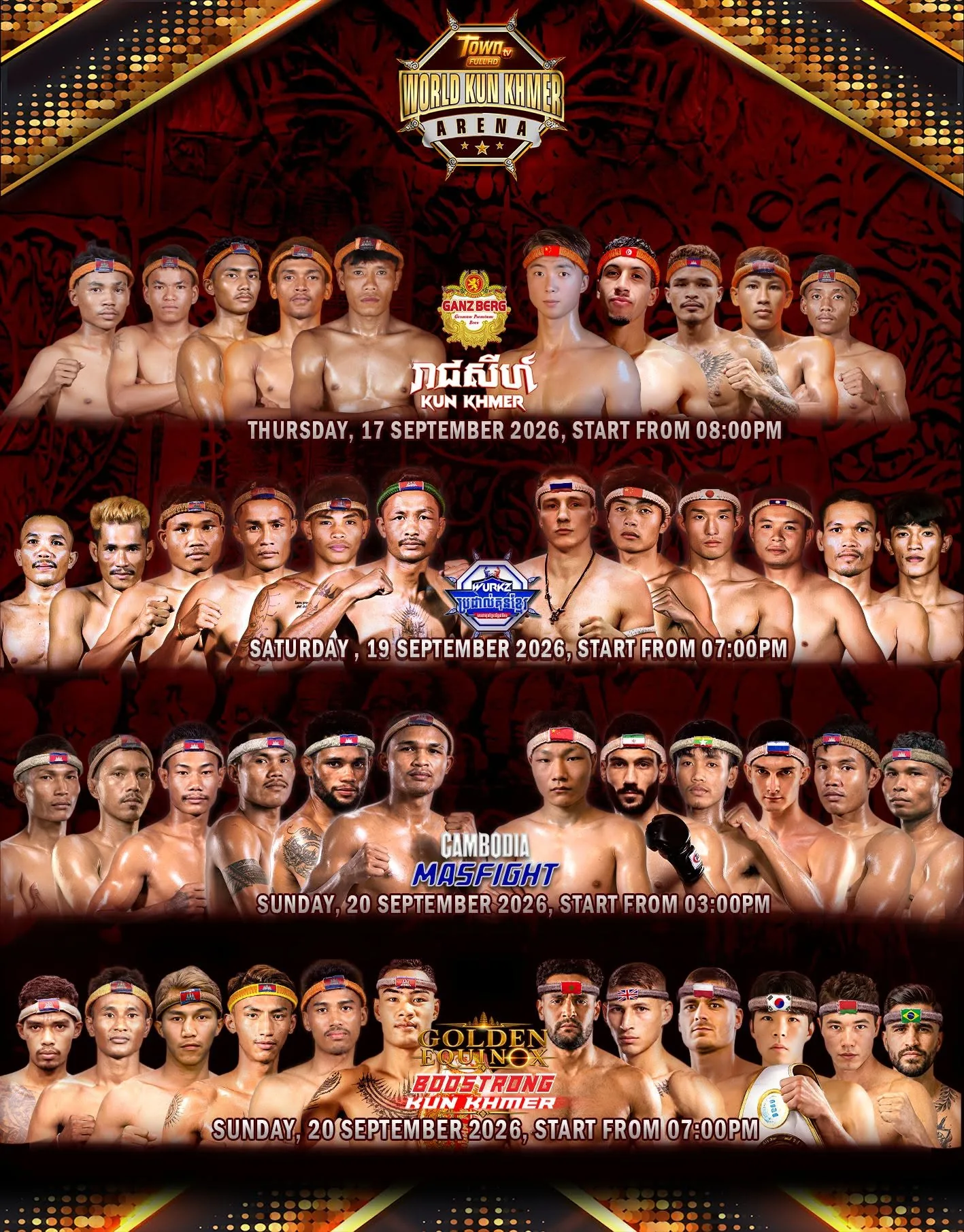 Town 17–20 September: Kun Khmer, kickboxing and Mas Fight on four programmes | Town ថ្ងៃទី១៧–២០ កញ្ញា៖ គុនខ្មែរ Kickboxing និង Mas Fight