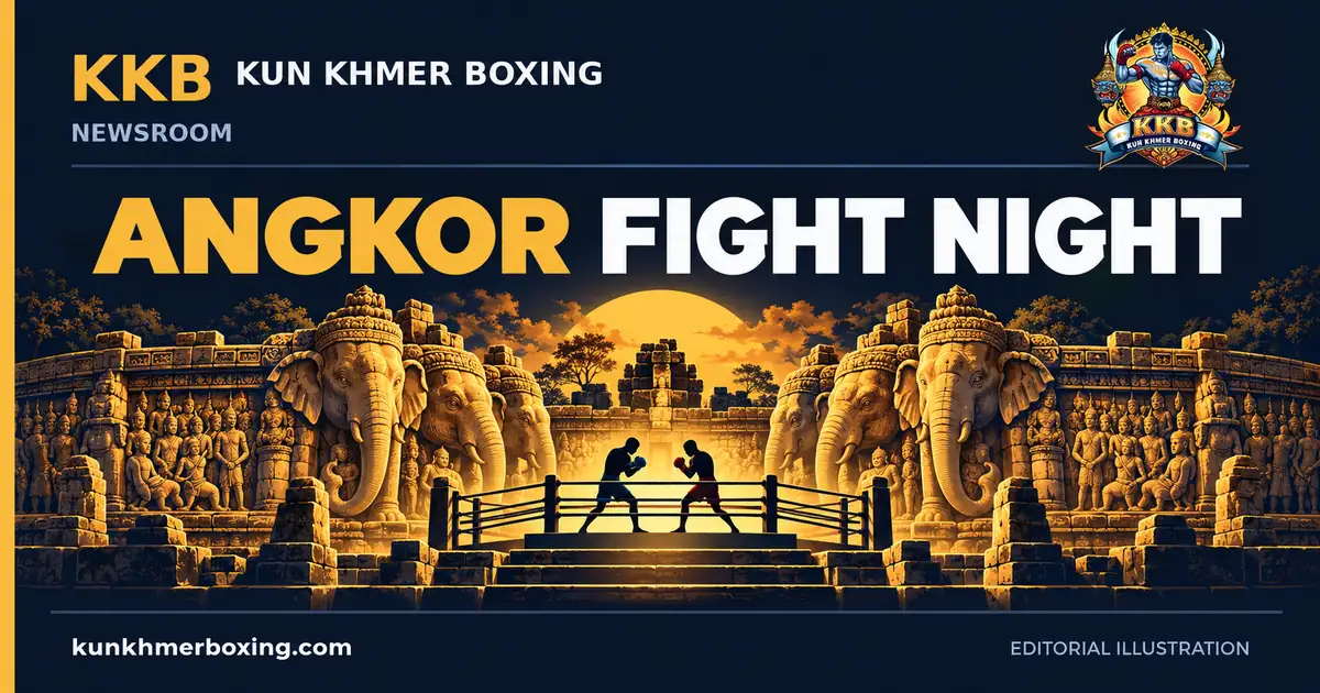 Symbolic elephant terrace and boxing ring in KKB gold and navy.