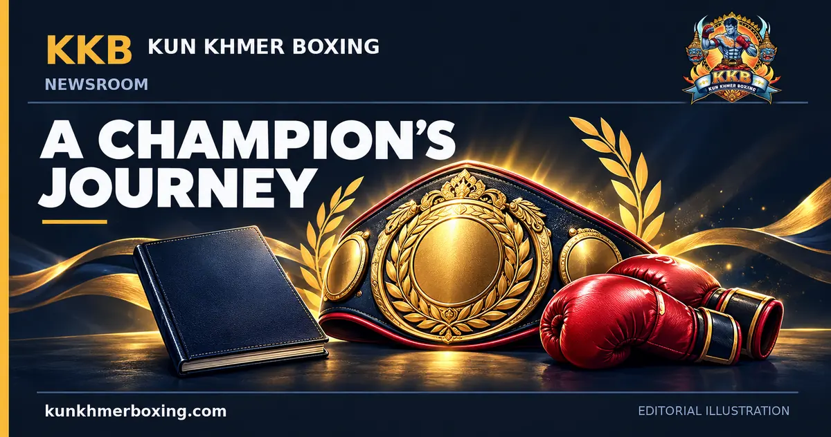Unbranded championship belt, blank sporting booklet and red boxing gloves.