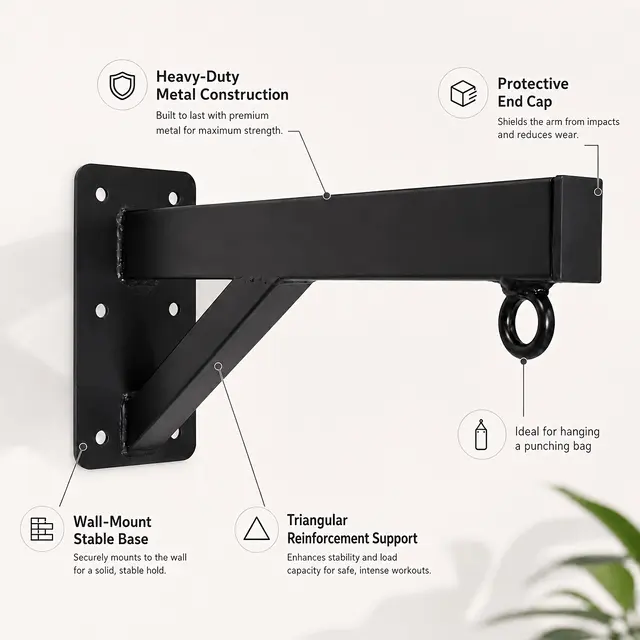 Triangular wall bracket for a punching bag