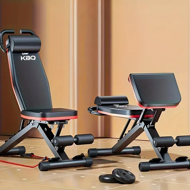 Folding training bench with headrest and handles