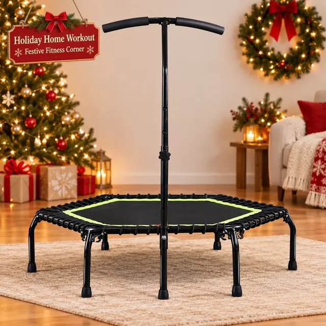 Trampoline fitness hexagonal 48 pouces à barre