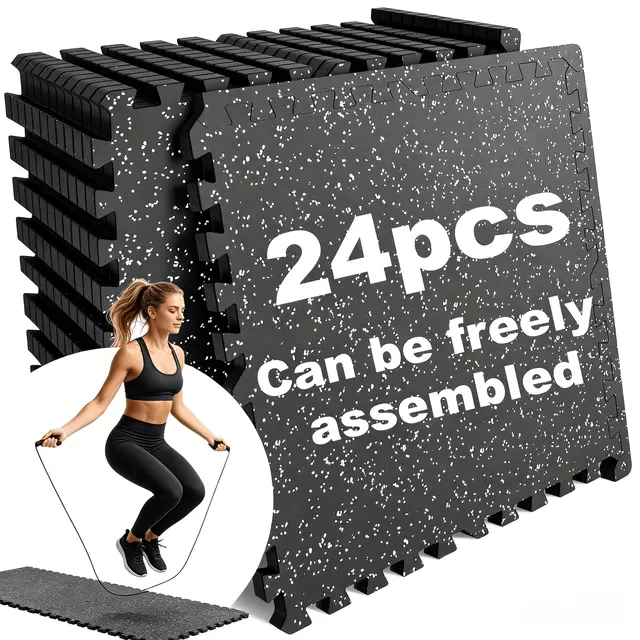 24-piece rubber floor set with edge strips