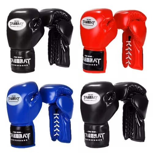 Lace-up boxing gloves with padded lining