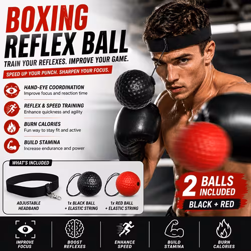Bandeau de boxe avec deux balles de réaction souples