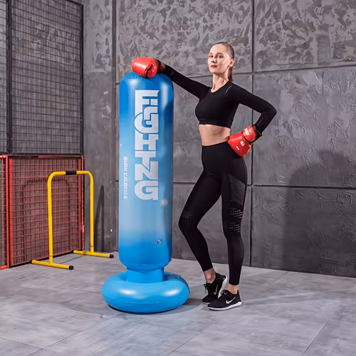 Inflatable standing punching post with water-fill base