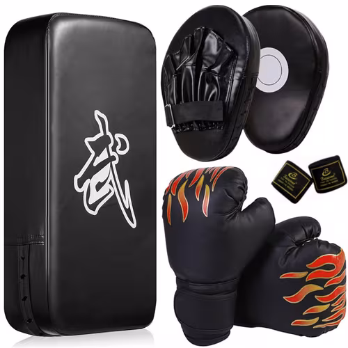 Seven-piece boxing set with kick-target mention