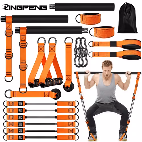 LINGPENG Pilates bar with six resistance bands