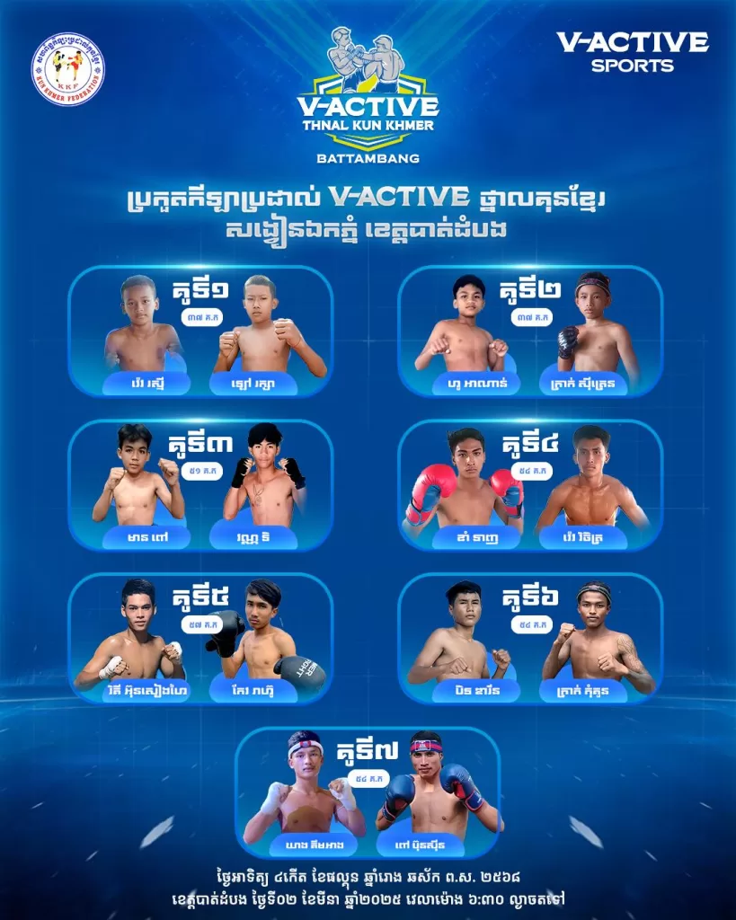 V-Active Thnal KUN KHMER Compétition de boxe Battambang 2025 2 mars