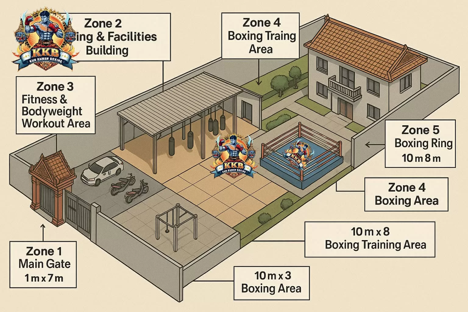Nouveau bâtiment plus grand pour le club de boxe khmère Kun à Battambang 🥊