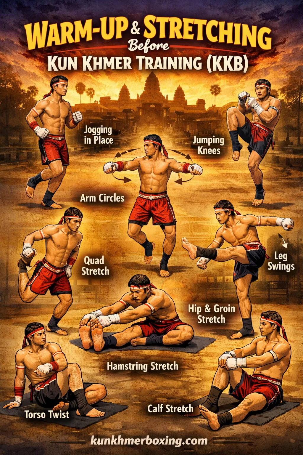 Warm-Up & Stretching Before Kun Khmer Training (KKB) 🔥🧘‍♂️🥊