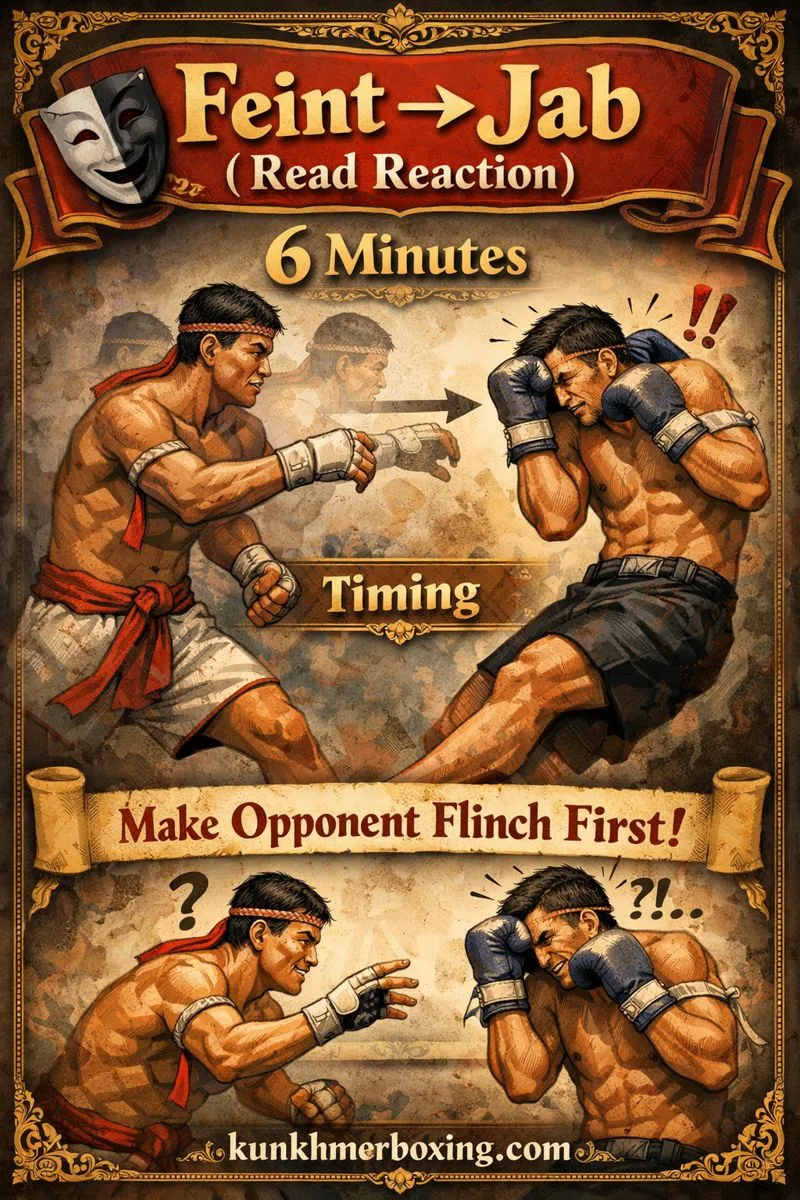 Feint → Jab (Read Reaction) 🎭 KKB kun khmer Timing Drill (6 Minutes)