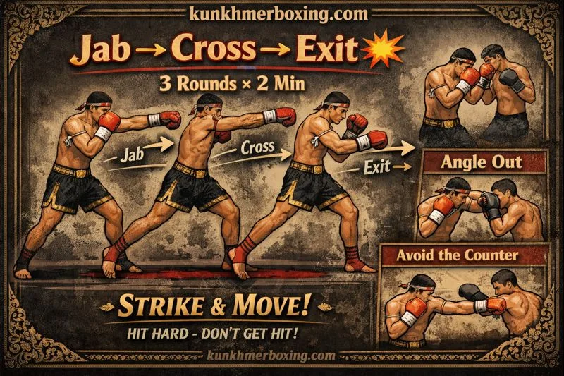 Jab → Cross → Exit 💥 KKB Kun Khmer Drill (3×2 min) for Timing & Safe Movement