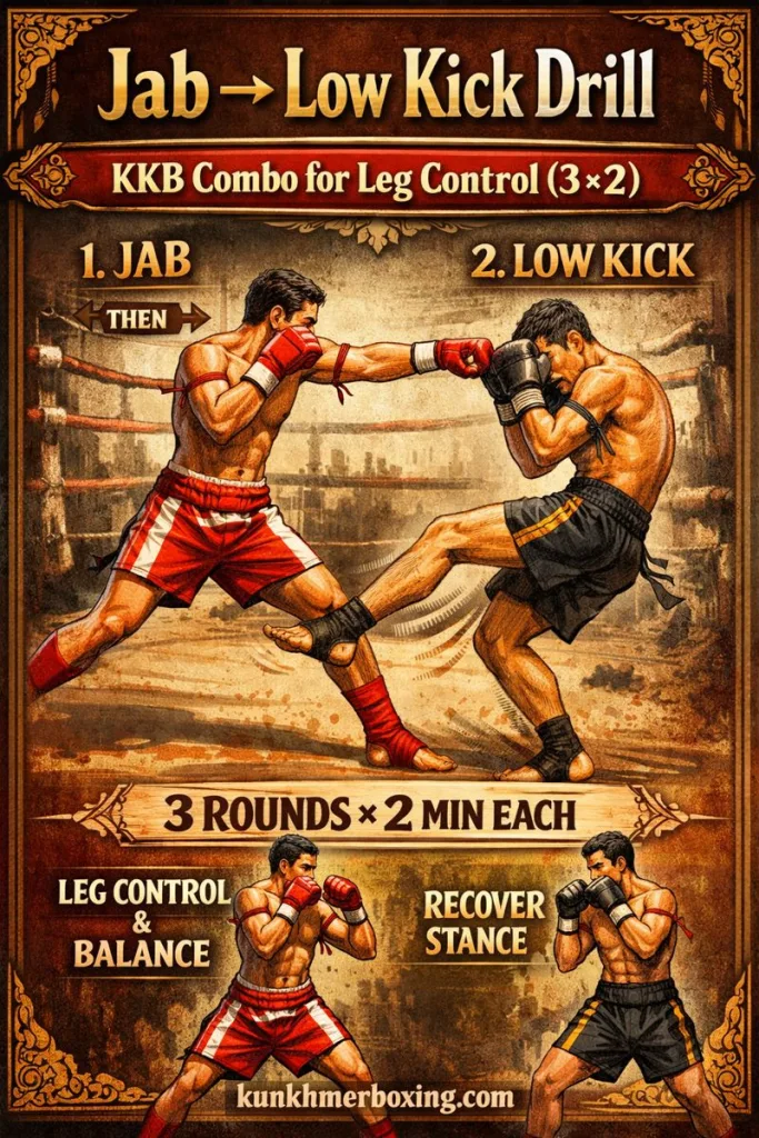 Jab → Low Kick 🦵 KKB Kun Khmer Drill (3 Rounds × 2 Min) for Leg Control