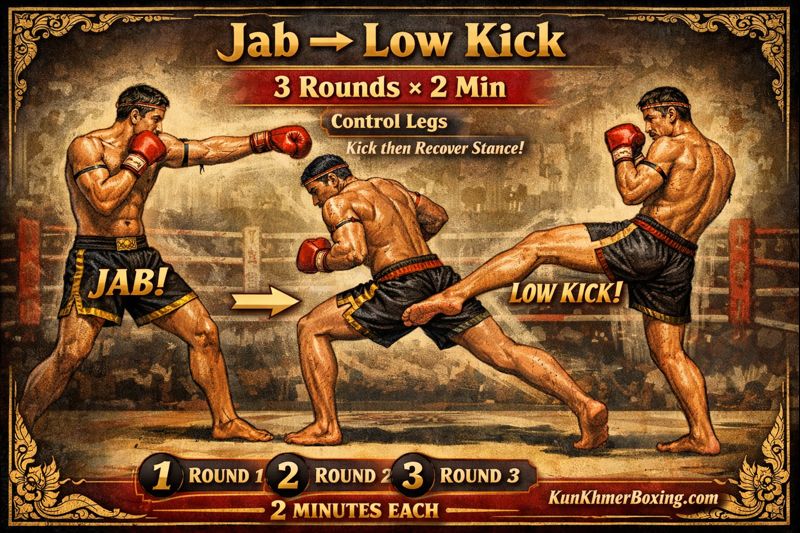 Jab β Low Kick 𦡠KKB Drill (3 Rounds Γ 2 Min) for Leg Control | Jab β Low Kick 𦡠KKB Drill (3 Rounds Γ 2 Min) for Leg Control β ααΌαααΆαααααΌαααΆα KKB