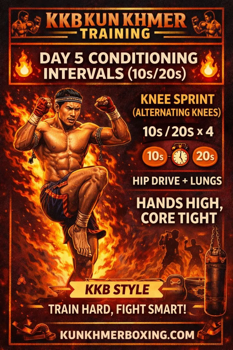 KKB Day 5 (Fri) 🔥 Conditioning Intervals — 10s Fast / 20s Calm (3:30–5:30) + Knee Sprint Drill