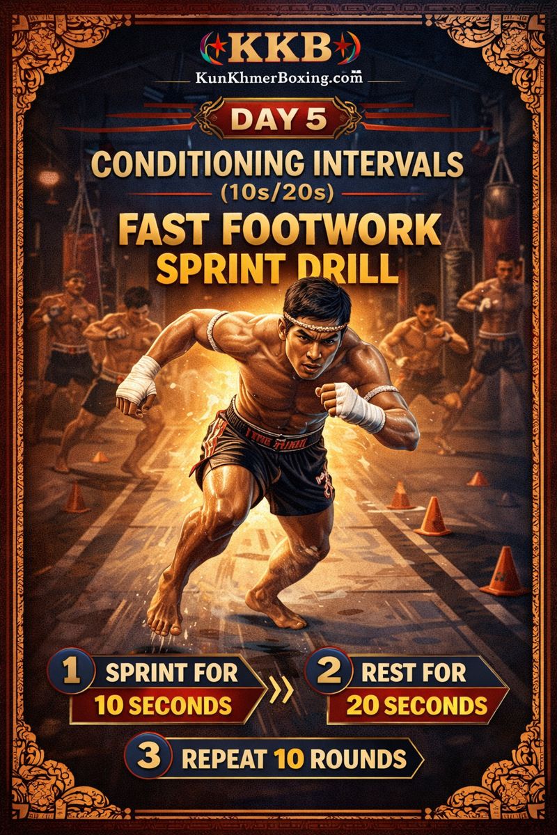 Day 5 (Fri) 🔥 Conditioning Intervals — 10s Fast / 20s Calm (3:30–5:30) | Day 5 (Fri) 🔥 Conditioning Intervals — 10s Fast / 20s Calm (3:30–5:30) — រូបភាពផ្លូវការ KKB