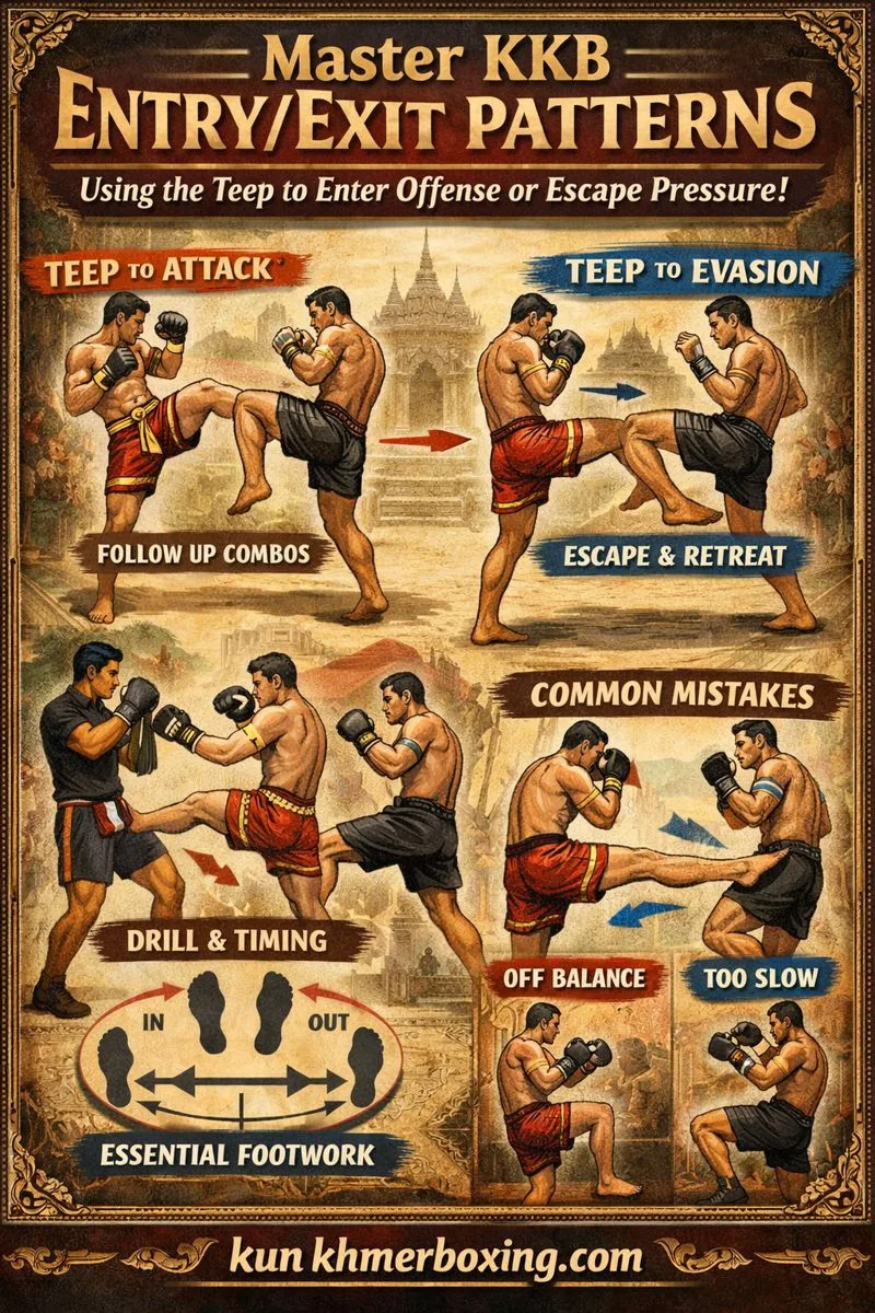 KKB Kun khmer Entry/Exit Patterns 🚪↩️ Teep to Enter Offense & Escape Pressure