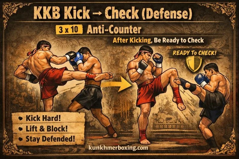 KKB Kun Khmer Kick → Check (Defense) 🛡️ Anti-Counter Drill (3 × 10)