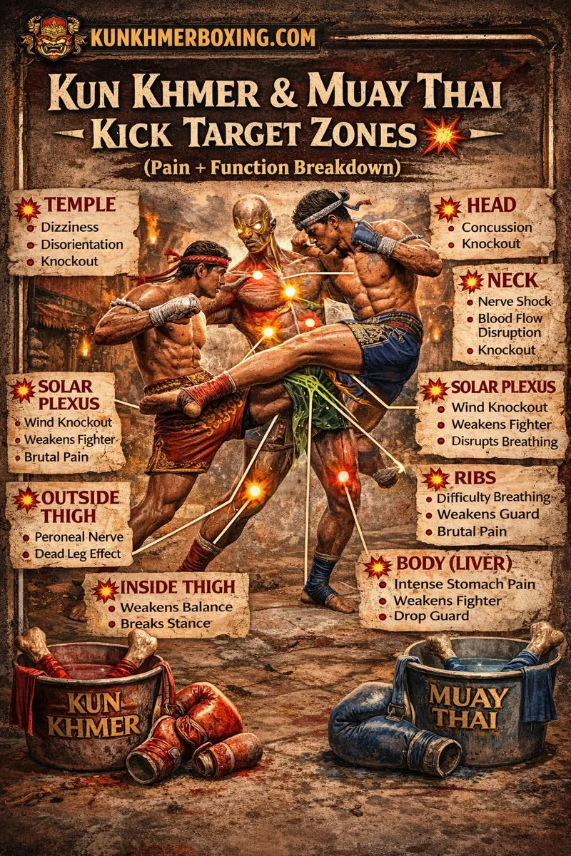 KKB 💥 Kun Khmer and Muay Thai Kick Target Zones — Pain + Function Breakdown