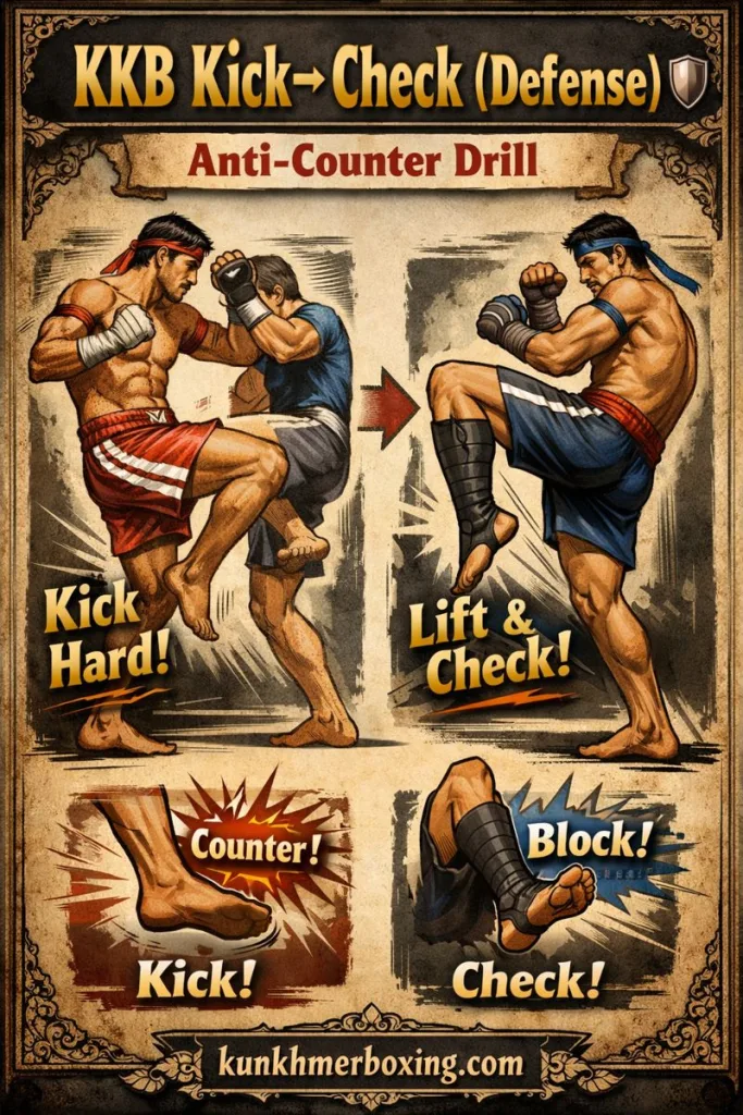 KKB Kun Khmer Kick → Check (Defense) 🛡️ Anti-Counter Drill (3 × 10)