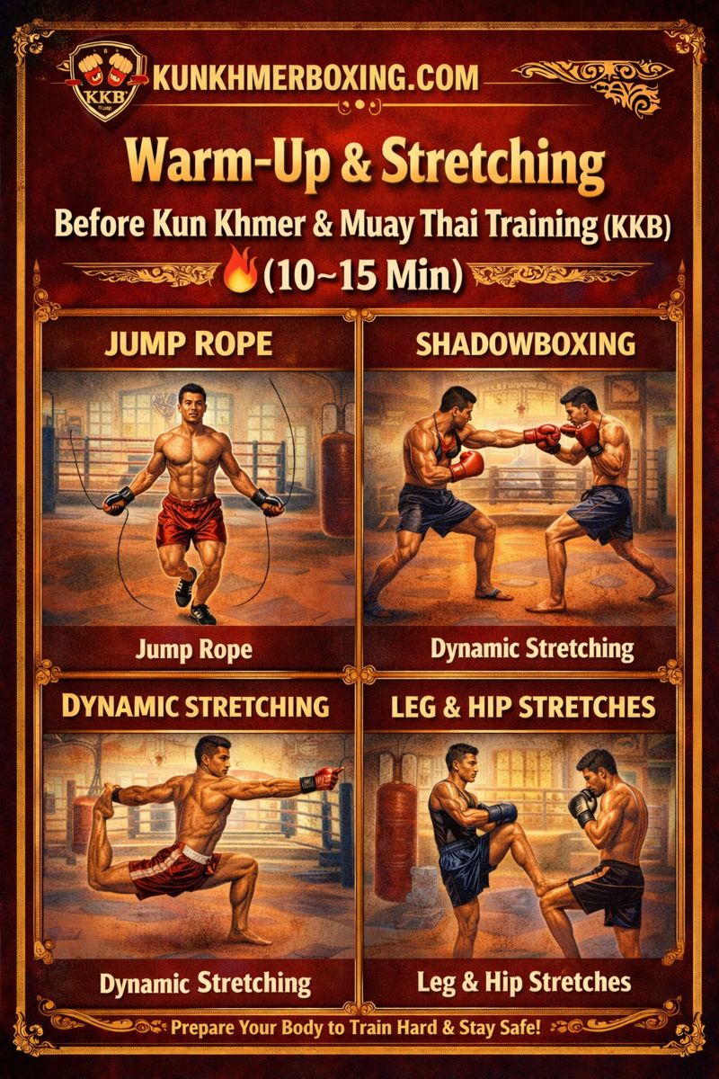 Warm-Up & Stretching Before Kun Khmer & Muay Thai Training (KKB) 🔥 (10–15 Min Routine) | Warm-Up & Stretching Before Kun Khmer & Muay Thai Training (KKB) 🔥 (10–15 Min Routine) — រូបភាពផ្លូវការ KKB