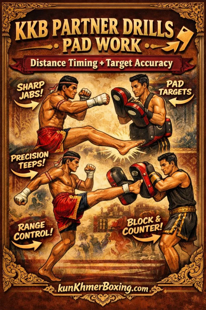 KKB kun khmer Partner Drills / Pad Work 🤝 Distance Timing + Target Accuracy