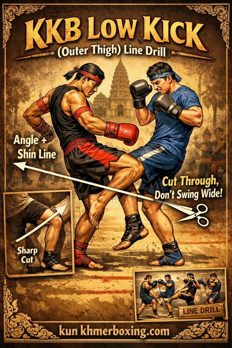 KKB Kun Khmer Low Kick (Outer Thigh) Line Drill ✂️ 4×8 Each Side + Angle & Shin Line