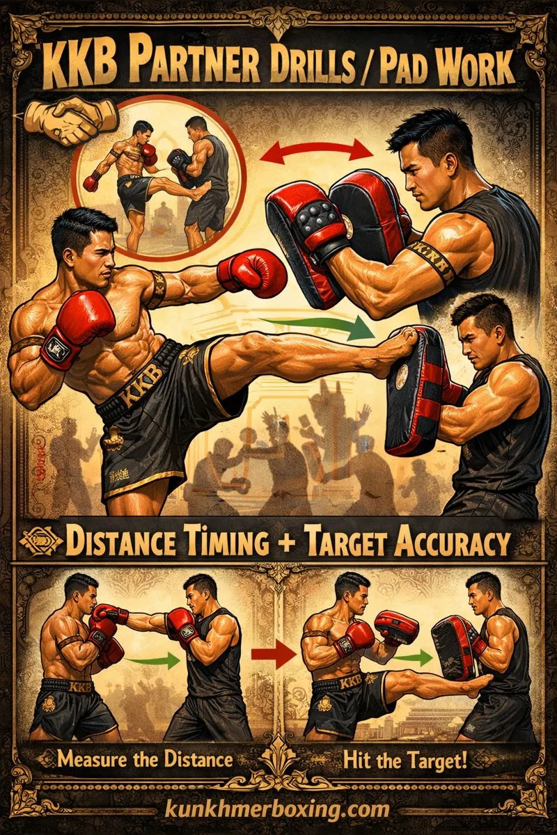 KKB kun khmer Partner Drills / Pad Work 🤝 Distance Timing + Target Accuracy