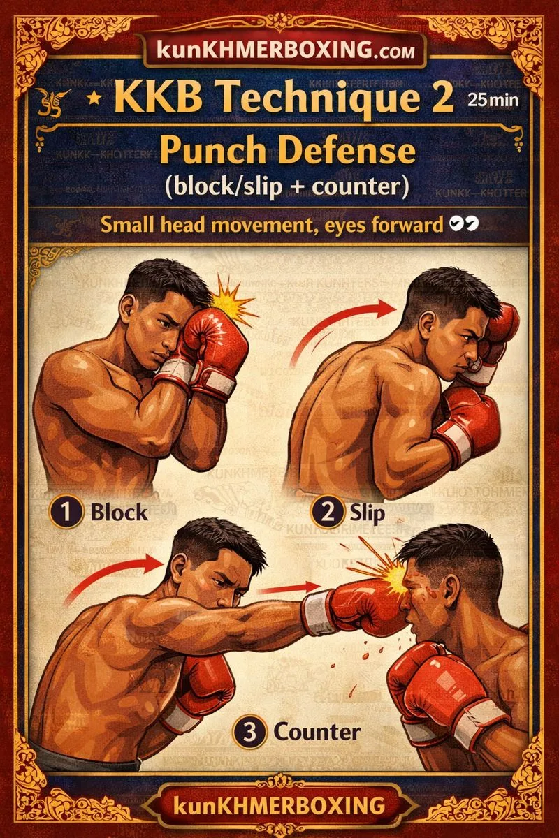 kun khmer Technique 2 (25 Min) 🛡️ Punch Defense — Block/Slip + Counter (KKB Drill Plan)