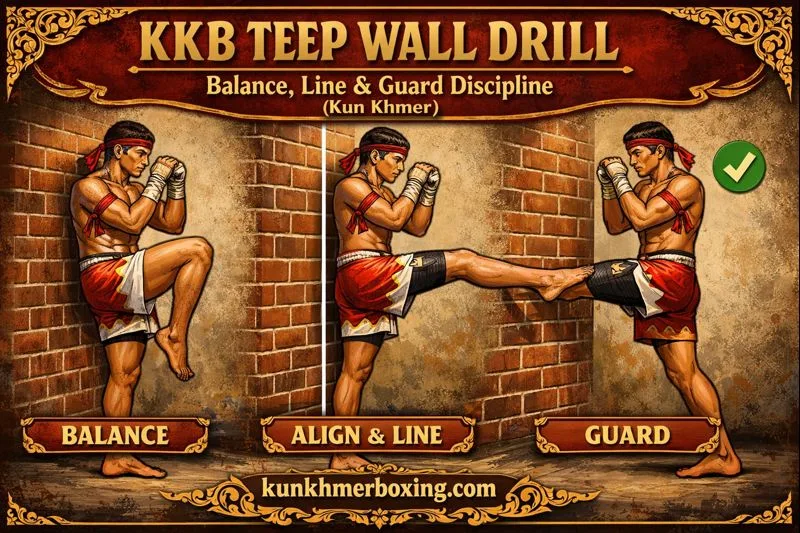 KKB kun Khmer Teep Wall Drill 🧱 Balance, Correct Line & Guard Discipline