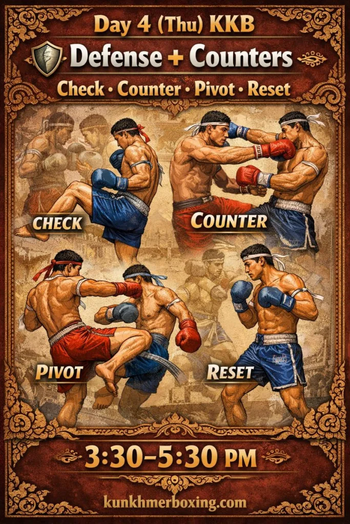 Day 4 (Thu) KKB 🛡️ Defense + Counters — Check, Counter, Pivot, Reset
