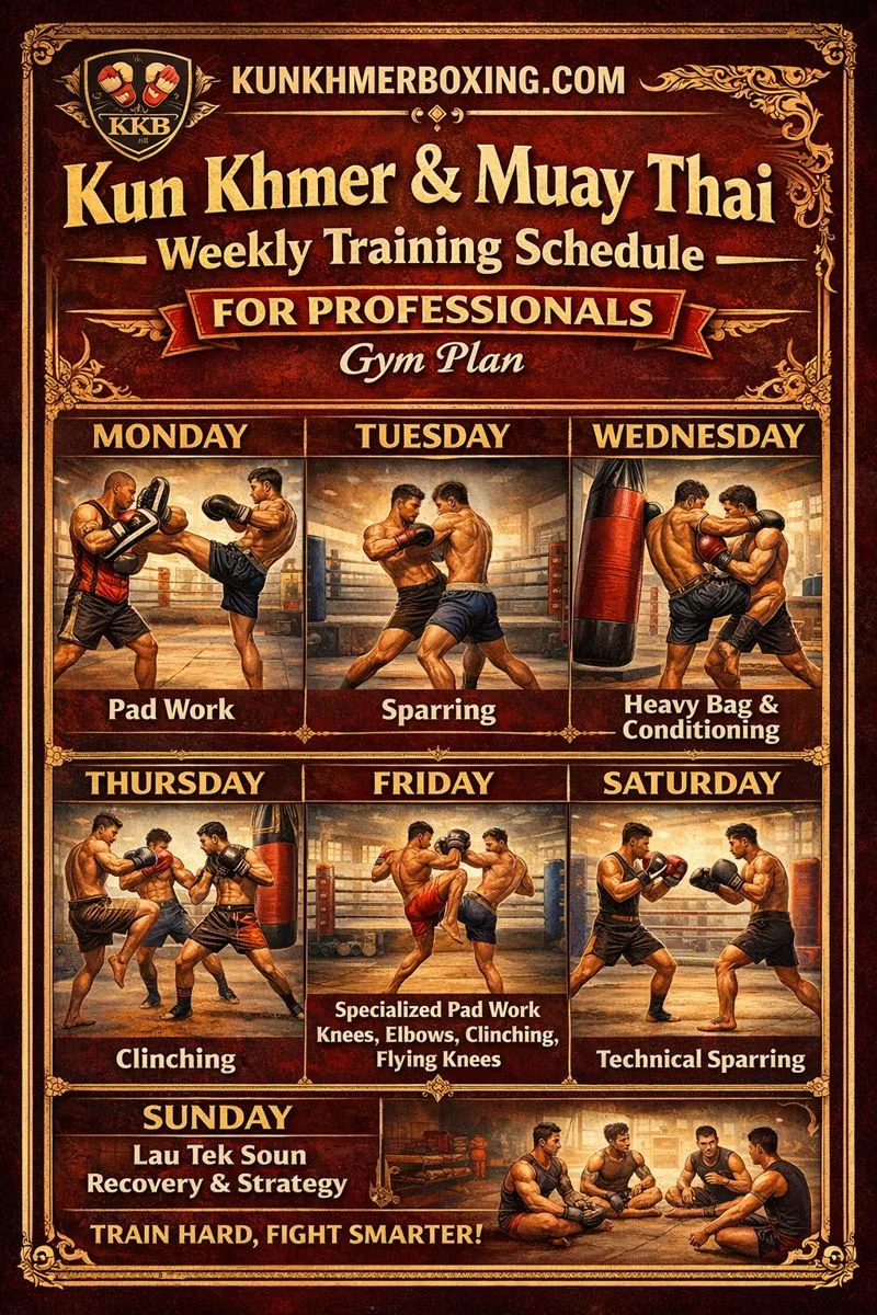 KKB Kun Khmer & Muay Thai Weekly Training Schedule for Professionals 🥊🔥