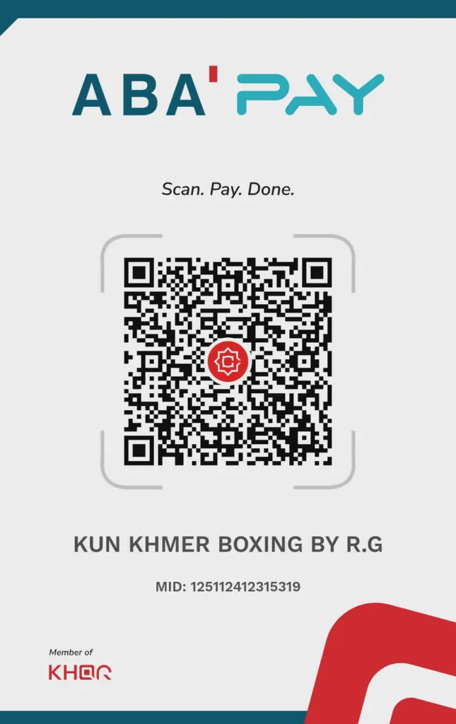 KKB Donations by QR Code Kun Khmer Boxing ABA Bank
