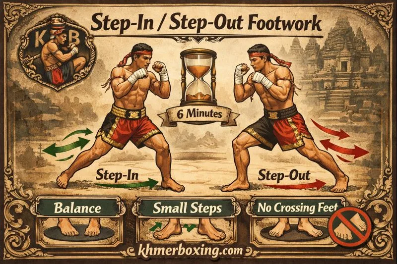 Step-in / Step-out Footwork 🦶 KKB kun khmer 6-Minute Balance Drill (No Crossing Feet)