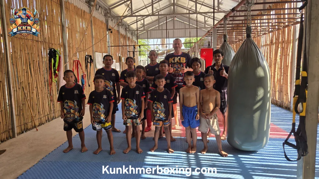 KKB Kun Khmer Boxing kids and team at Battambang Boxing Club