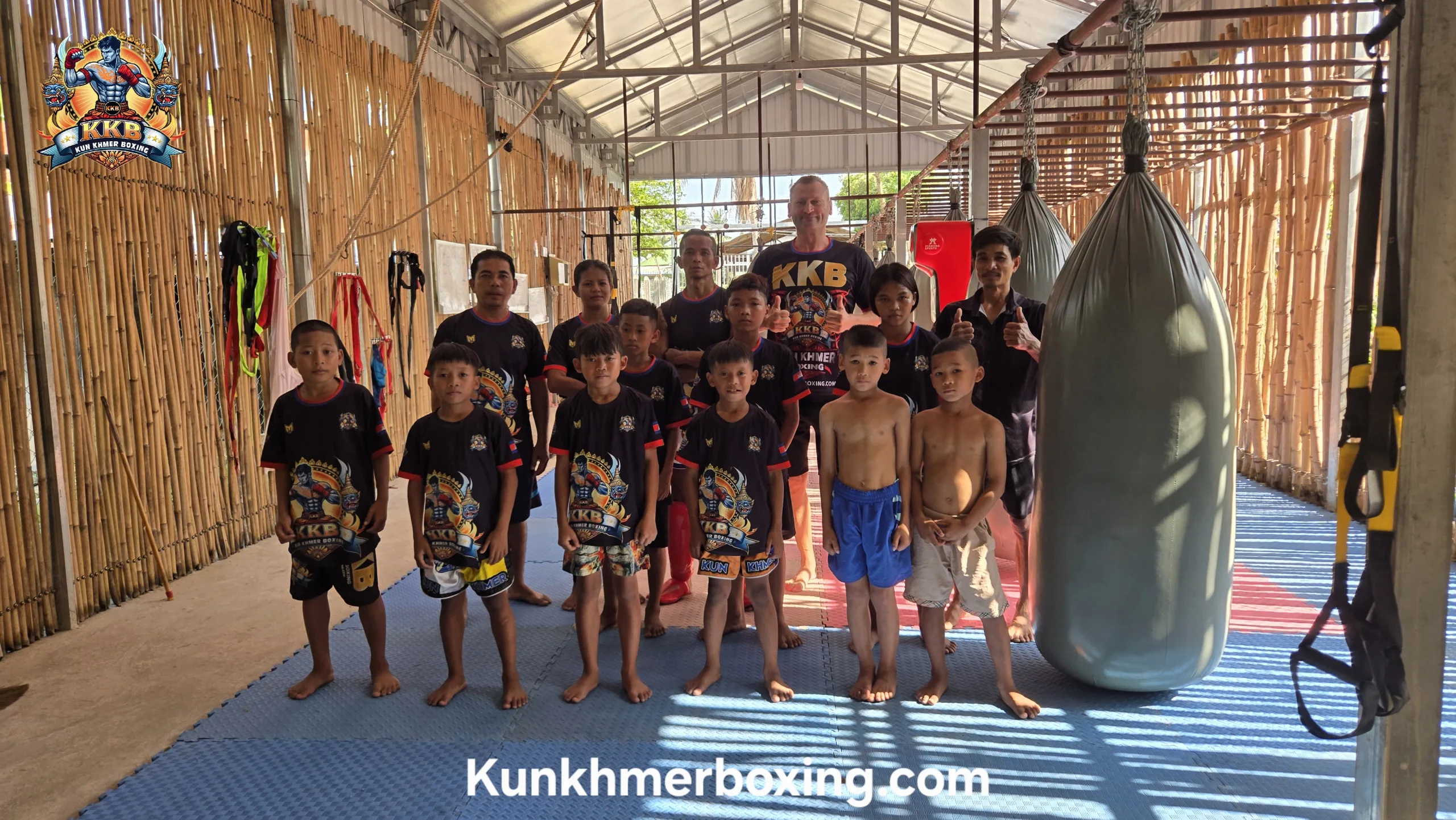 KKB Kun Khmer Boxing kids and team at Battambang Boxing Club