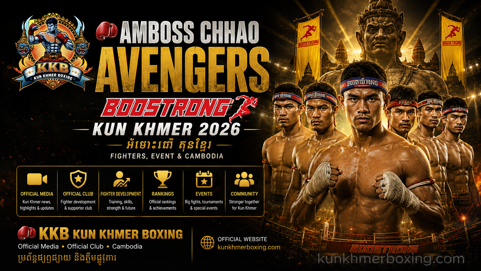 🥊 Amboss Chhao Avengers Boostrong Kun Khmer 2026 | អំបោះឆៅ គុនខ្មែរ – Fighters, Event & Cambodia
