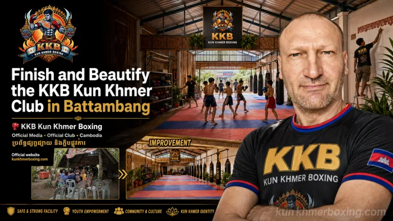 Robert Grégoire improving and beautifying the KKB Kun Khmer Boxing Club in Battambang Cambodia