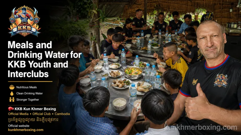 Robert Grégoire providing meals and clean drinking water for KKB youth and Kun Khmer interclubs in Battambang