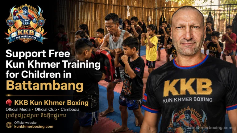 Robert Grégoire and KKB providing free Kun Khmer training for children in Battambang Cambodia
